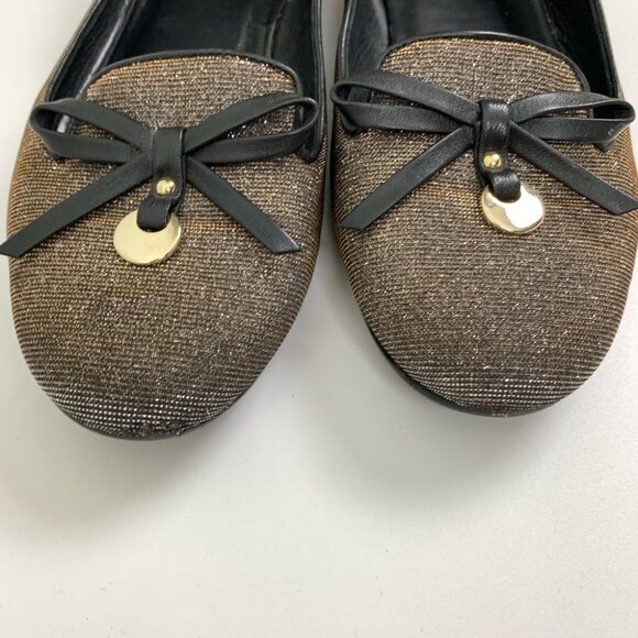 BROWN’S Couture Women's METALLIC Bronze Sparkle Glitter Ballet Flats - Picture 2 of 6